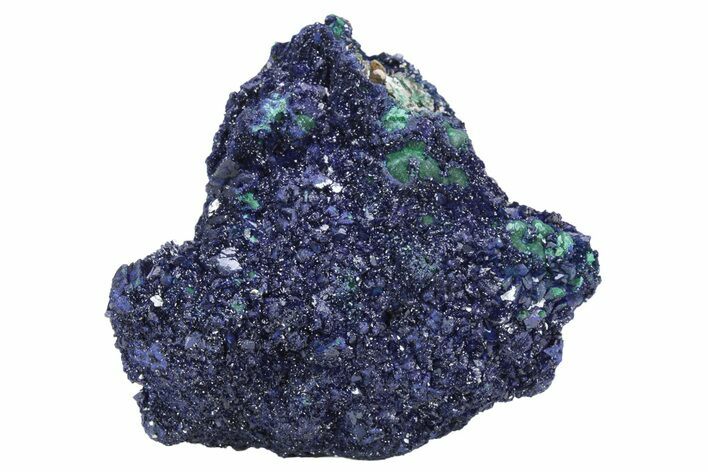 Sparkling Azurite Crystals on Fibrous Malachite - China #231832